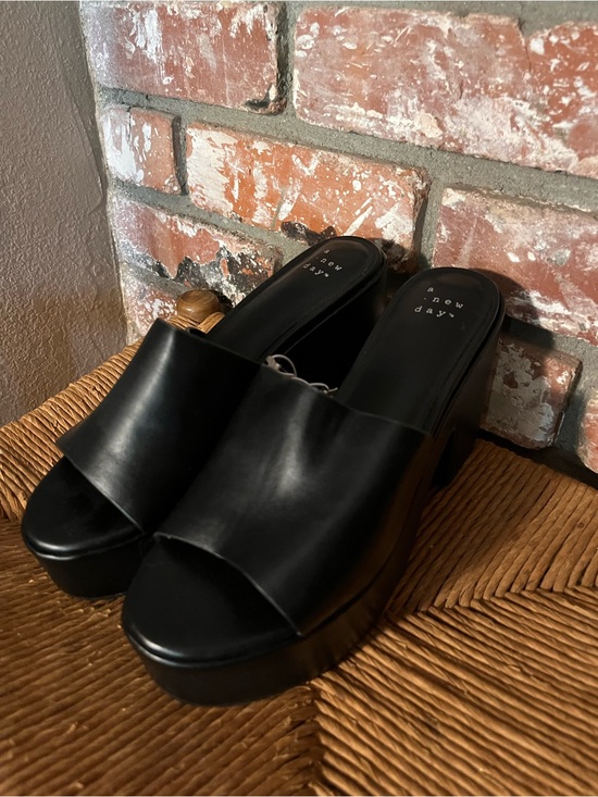 a new day Shoes - a new day Black Platform Slide Mules